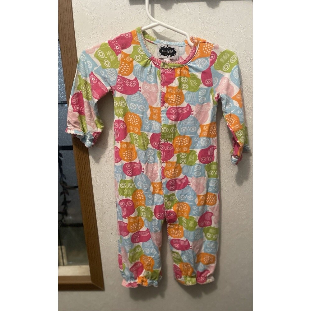 Mud Pie Baby Girl Owl Friends One Piece Outfit Size 0-6 month